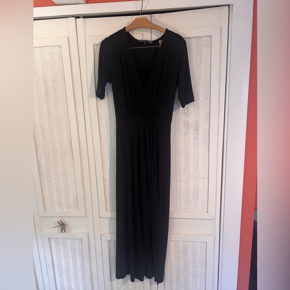 Veronica Beard Jeans Dress Romi Midi Side Ruched Tie in Black size Small - Picture 2 of 7